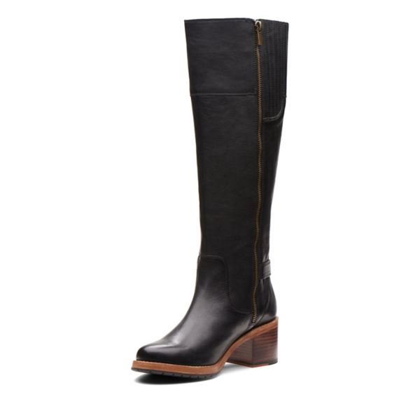 Clarks Womens Clarkdale Sona Knee High Boots Black | UK-386951